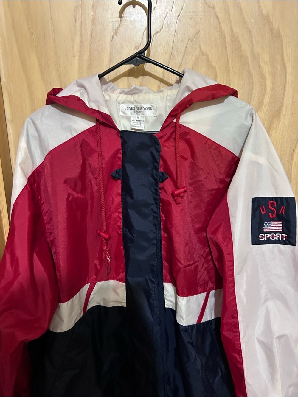 Vintage 90s Oversized Jones New York Colorblock Hooded Windbreaker